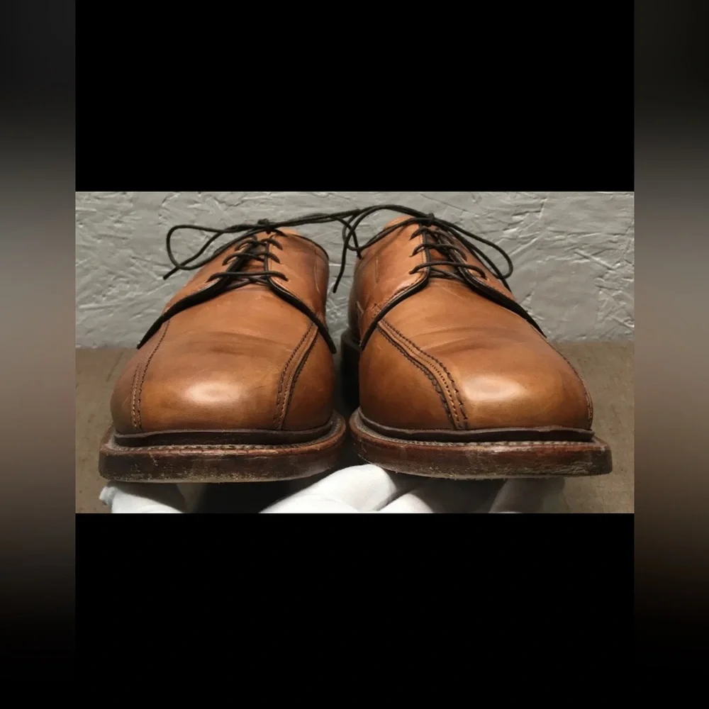 Allen Edmonds Hillcrest Men's Derby Shoes Tan Brown Leather Size 14D Made in USA